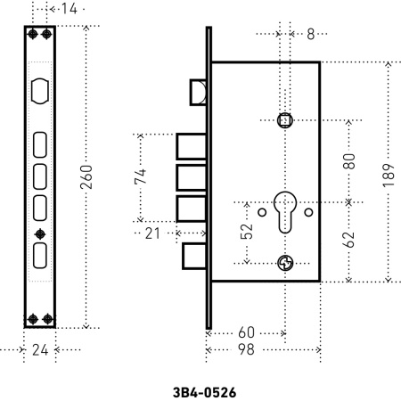 АЛЛЮР ЗВ4-0526 CP-R хром без ц/м с/руч Замок врезной тяж  (12)