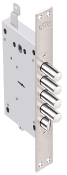 1.08.21 Замок врезной РУБИН никель, под цилиндр- стержни 4шт. диаметр 18мм тяги, Под фалевую ручку