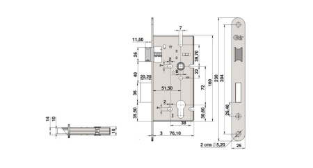 Замок врезной ЗВ-72/55 (аналог Запорожья)