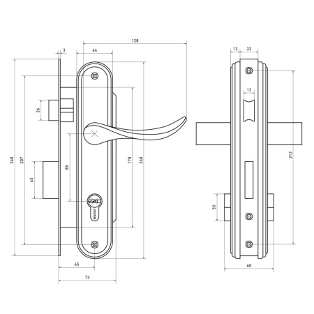 БУЛАТ ЗВ4-1.08.05 НОВА золото 5 перф.кл. Замок врезной с/руч (6)