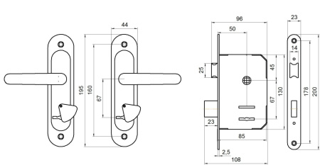 Замок врезной Абсолют ЗВ9.2-08 (Серебро)