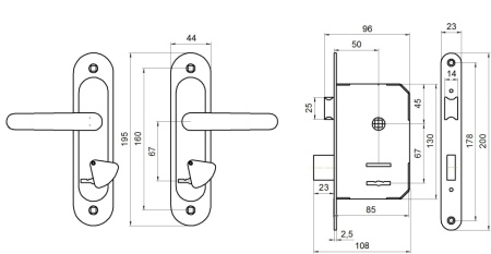 Замок врезной Абсолют ЗВ9.2-08 (Медь)